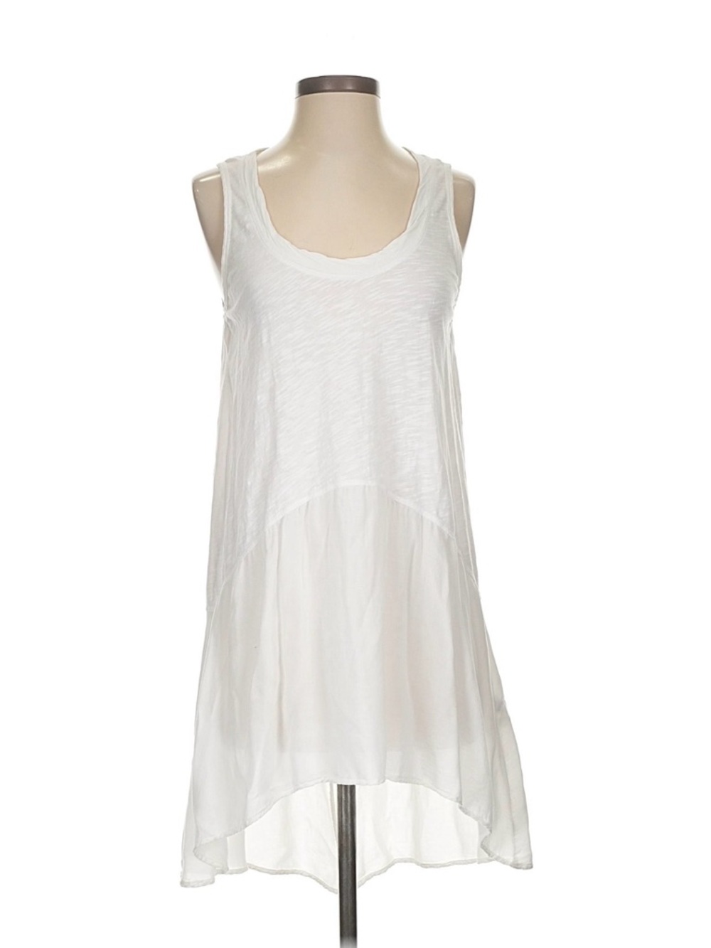 Lightweight White Sleeveless Layered Tunic Dress